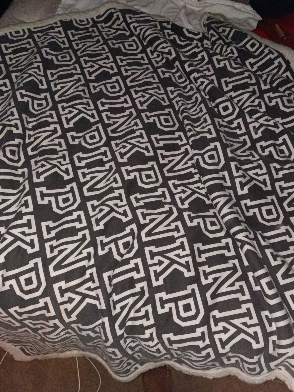 Victoria's Secret PINK Victoria's Secret Black and White Logo Throw Blanket